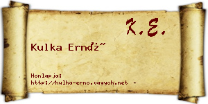 Kulka Ernő névjegykártya